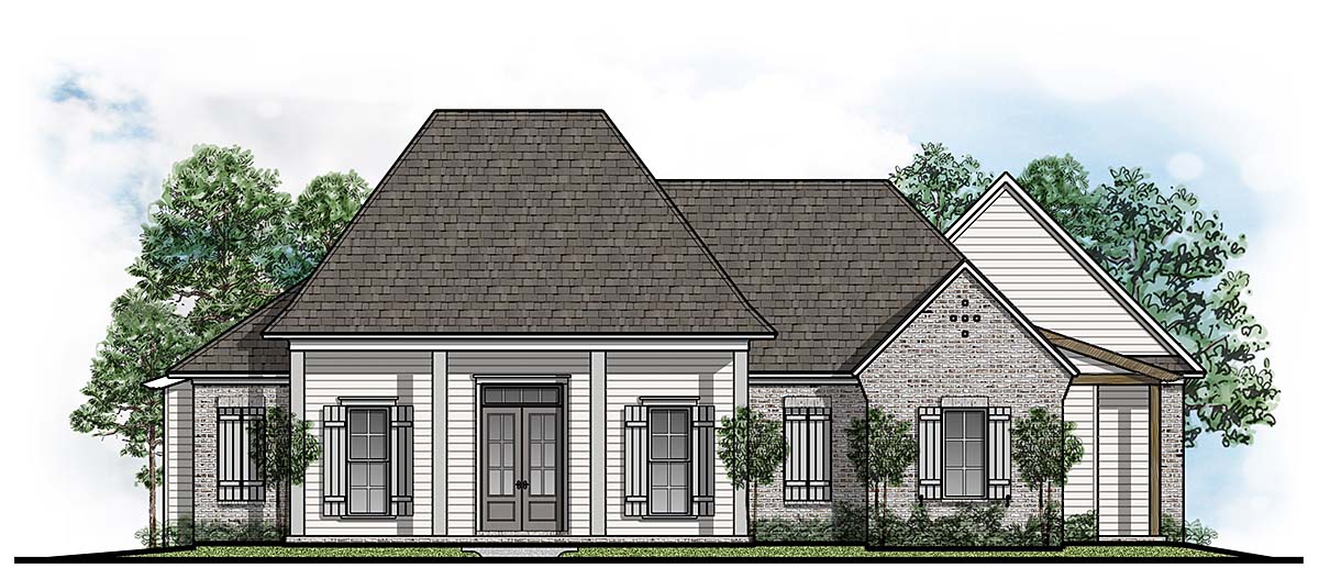Country, European, Farmhouse, Southern, Southwest, Traditional House Plan 44315 with 4 Beds, 3 Baths, 3 Car Garage Elevation
