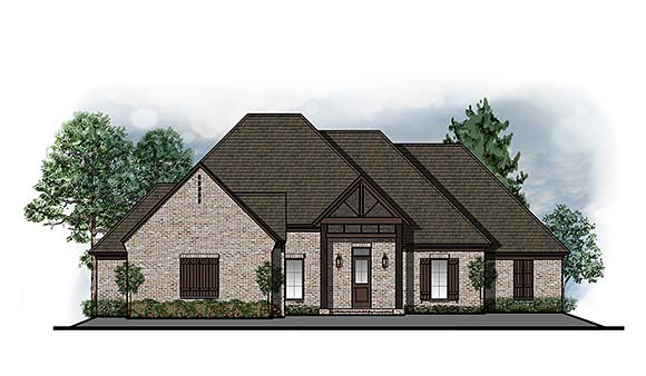 Country, European, Southern, Southwest, Traditional House Plan 44319 with 4 Beds, 4 Baths, 3 Car Garage Elevation