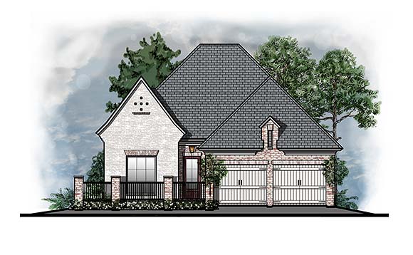 Country, European, Southern, Southwest, Traditional House Plan 44322 with 3 Beds, 3 Baths, 2 Car Garage Elevation