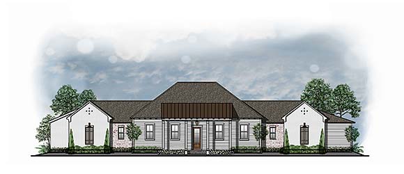 Country, European, Farmhouse, Southern, Southwest, Traditional House Plan 44323 with 4 Beds, 4 Baths, 3 Car Garage Elevation