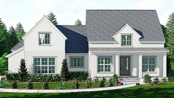Country, Farmhouse, Southern, Traditional House Plan 44328 with 4 Beds, 3 Baths, 2 Car Garage Elevation