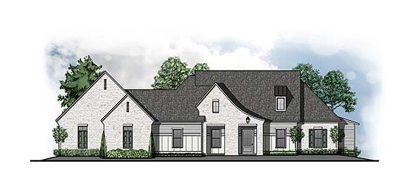 Contemporary, Country, European, Southern, Southwest, Traditional House Plan 44331 with 3 Beds, 4 Baths, 3 Car Garage Elevation