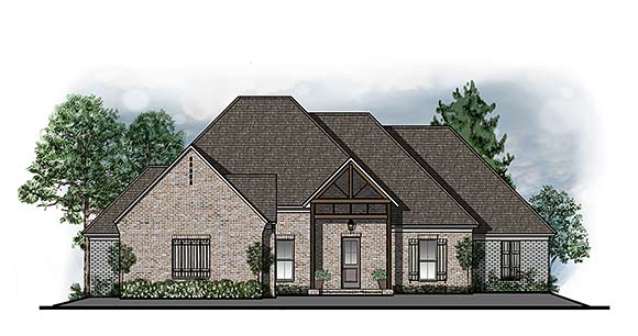 Country, European, Southern, Southwest, Traditional House Plan 44333 with 4 Beds, 4 Baths, 3 Car Garage Elevation
