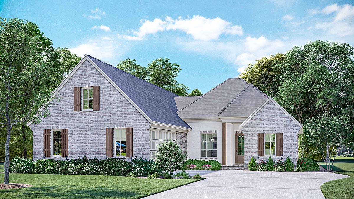 Country, European, Farmhouse, Southern, Southwest, Traditional House Plan 44334 with 4 Beds, 3 Baths, 2 Car Garage Elevation