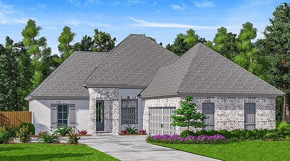 Country, European, Southern, Southwest, Traditional House Plan 44337 with 3 Beds, 2 Baths, 2 Car Garage Elevation