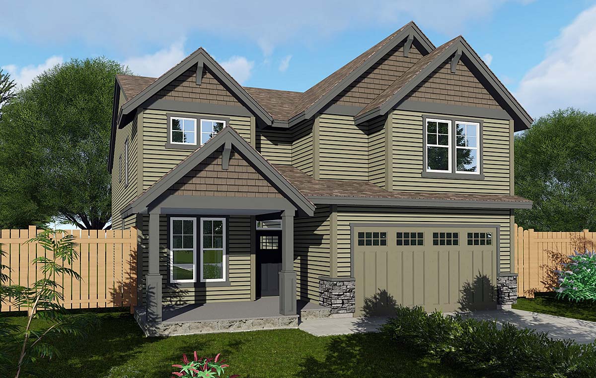 Craftsman, Traditional House Plan 44401 with 5 Beds, 3 Baths, 2 Car Garage Elevation