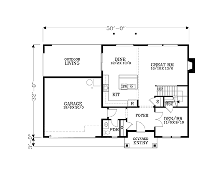 Craftsman, Traditional House Plan 44405 with 6 Beds, 3 Baths, 2 Car Garage First Level Plan