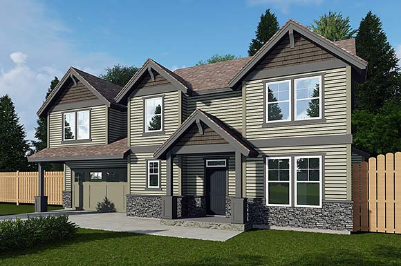 Craftsman, Traditional House Plan 44405 with 6 Beds, 3 Baths, 2 Car Garage Elevation