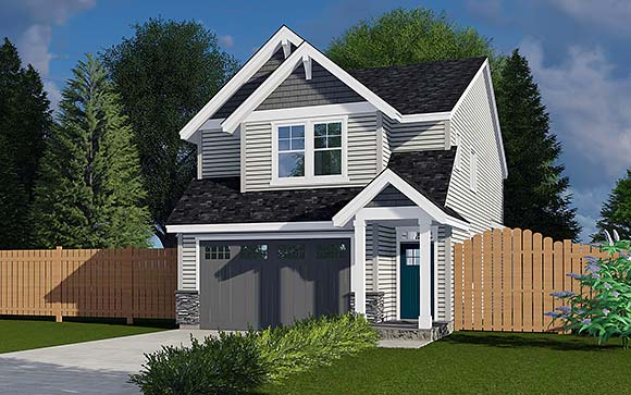 Craftsman, Traditional House Plan 44407 with 3 Beds, 3 Baths, 2 Car Garage Elevation