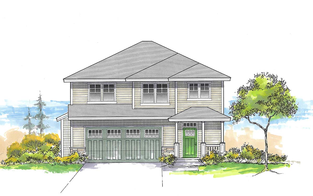 Craftsman, Traditional House Plan 44410 with 3 Beds, 3 Baths, 2 Car Garage Elevation