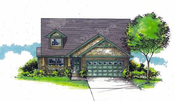 Craftsman, Traditional House Plan 44505 with 3 Beds, 3 Baths, 2 Car Garage Elevation