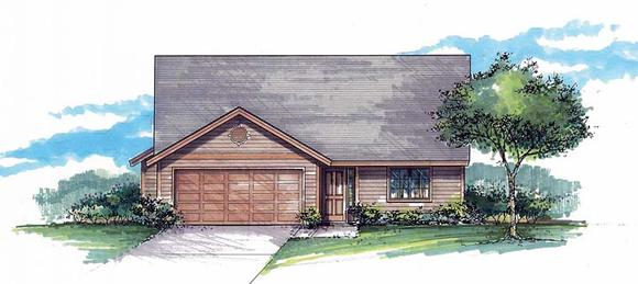 Ranch, Traditional House Plan 44511 with 3 Beds, 2 Baths, 2 Car Garage Elevation