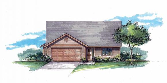 Ranch, Traditional House Plan 44512 with 3 Beds, 2 Baths, 2 Car Garage Elevation