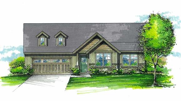Country, Ranch, Traditional House Plan 44513 with 3 Beds, 2 Baths, 3 Car Garage Elevation