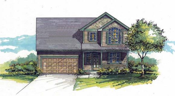Country, Southern, Traditional House Plan 44515 with 3 Beds, 3 Baths, 2 Car Garage Elevation