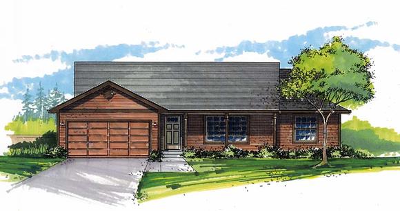Ranch, Traditional House Plan 44516 with 3 Beds, 2 Baths, 2 Car Garage Elevation