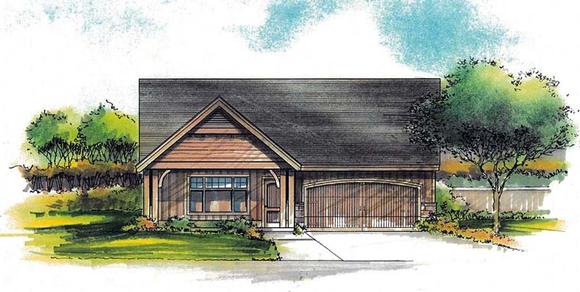 Country, Ranch House Plan 44519 with 3 Beds, 2 Baths, 2 Car Garage Elevation
