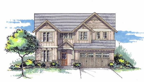 Cottage, Country, Craftsman House Plan 44601 with 4 Beds, 3 Baths, 2 Car Garage Elevation