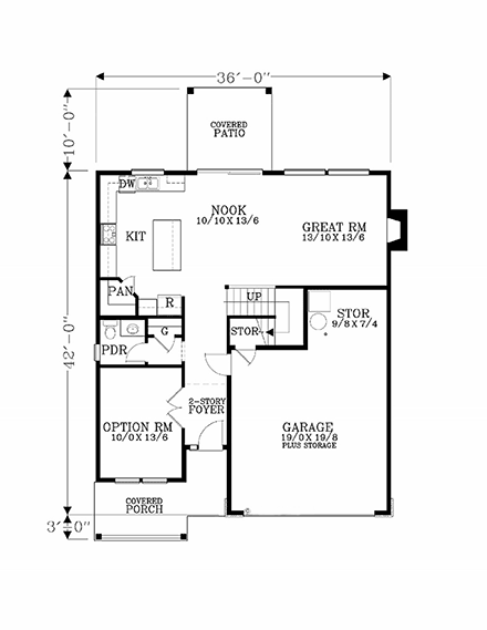 Craftsman, Traditional House Plan 44602 with 3 Beds, 3 Baths, 2 Car Garage First Level Plan