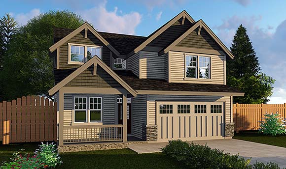 Craftsman, Traditional House Plan 44602 with 3 Beds, 3 Baths, 2 Car Garage Elevation
