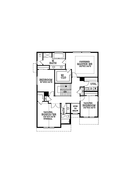 Cottage, Country, Traditional House Plan 44604 with 5 Beds, 3 Baths, 2 Car Garage Second Level Plan