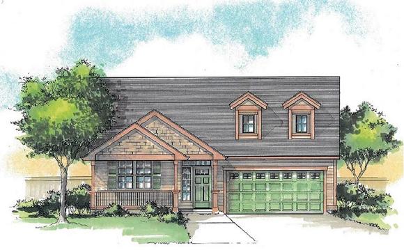 Craftsman, Traditional House Plan 44607 with 3 Beds, 2 Baths, 2 Car Garage Elevation