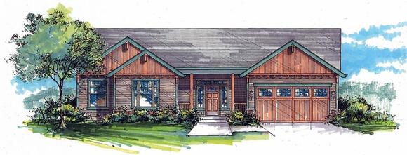 Craftsman, Ranch, Traditional House Plan 44608 with 3 Beds, 2 Baths, 2 Car Garage Elevation