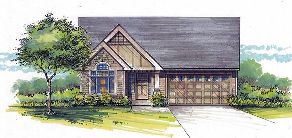 Cottage, Country, Craftsman, Traditional House Plan 44612 with 3 Beds, 2 Baths, 2 Car Garage Elevation