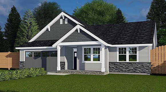 Craftsman, Traditional House Plan 44615 with 3 Beds, 2 Baths, 2 Car Garage Elevation