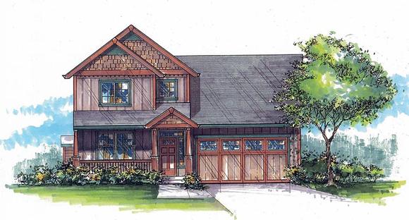 Country, Craftsman House Plan 44621 with 4 Beds, 3 Baths, 2 Car Garage Elevation