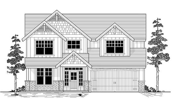 Craftsman, Traditional House Plan 44635 with 4 Beds, 3 Baths, 2 Car Garage Elevation