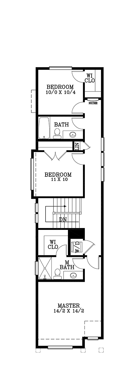 Cottage, Craftsman House Plan 44636 with 3 Beds, 3 Baths, 1 Car Garage Second Level Plan