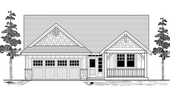 Craftsman, Ranch, Traditional House Plan 44643 with 3 Beds, 2 Baths, 2 Car Garage Elevation