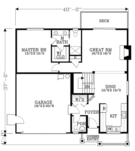 Cottage, Craftsman, Ranch House Plan 44645 with 3 Beds, 3 Baths, 2 Car Garage First Level Plan