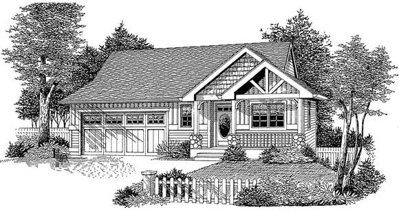 Cottage, Craftsman, Ranch House Plan 44645 with 3 Beds, 3 Baths, 2 Car Garage Elevation