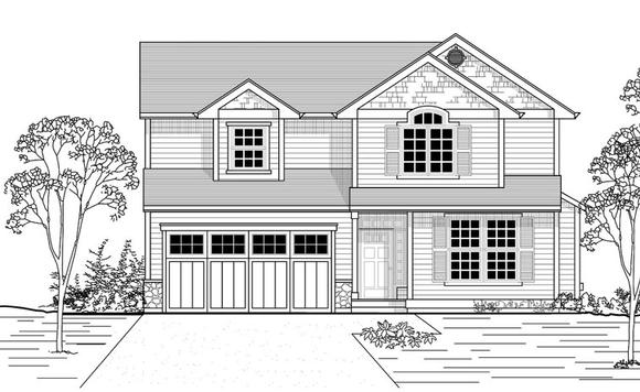 Country, Traditional House Plan 44655 with 3 Beds, 3 Baths, 2 Car Garage Elevation