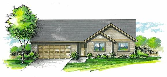 Ranch, Traditional House Plan 44667 with 3 Beds, 2 Baths, 3 Car Garage Elevation