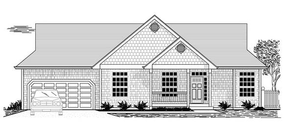 Cottage, Ranch, Traditional House Plan 44668 with 3 Beds, 2 Baths, 2 Car Garage Elevation