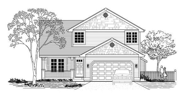 Craftsman, Traditional House Plan 44672 with 3 Beds, 3 Baths, 2 Car Garage Elevation