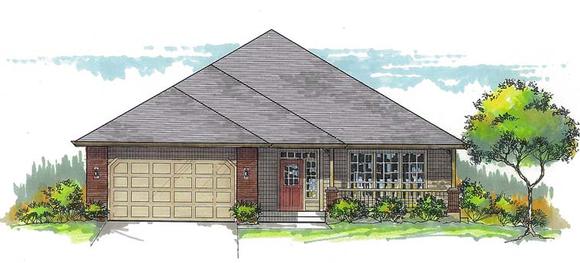 Ranch, Southern, Traditional House Plan 44681 with 3 Beds, 2 Baths, 2 Car Garage Elevation