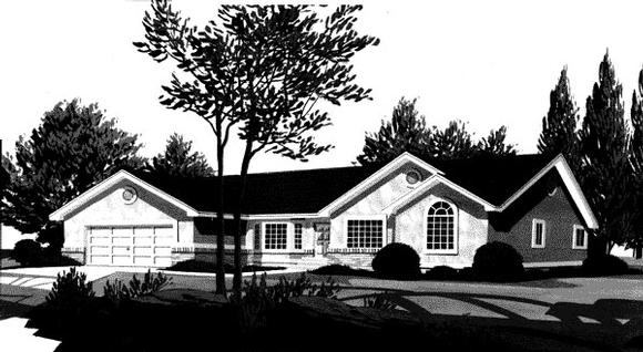 Traditional House Plan 44807 with 3 Beds, 2 Baths, 2 Car Garage Elevation