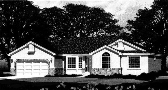Traditional House Plan 44808 with 3 Beds, 3 Baths, 2 Car Garage Elevation