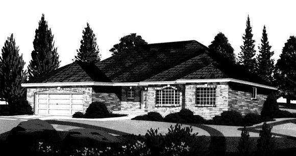 Traditional House Plan 44809 with 3 Beds, 2 Baths, 2 Car Garage Elevation