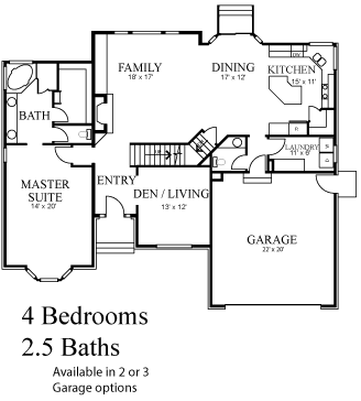 Craftsman House Plan 44815 with 4 Beds, 3 Baths, 2 Car Garage First Level Plan