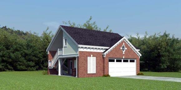 2 Car Garage Apartment Plan 44903 with 1 Beds, 2 Baths Elevation