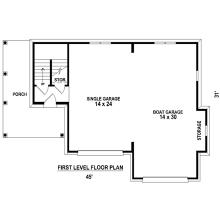 2 Car Garage Apartment Plan 44905 First Level Plan