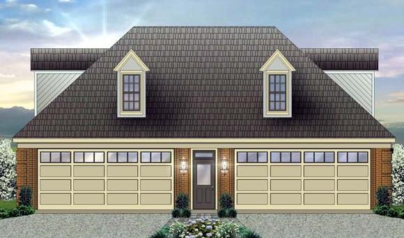 4 Car Garage Apartment Plan 44906 with 1 Beds, 2 Baths Elevation