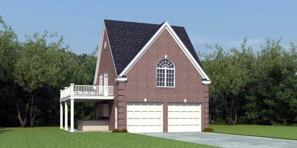 2 Car Garage Apartment Plan 44908 with 1 Beds, 2 Baths Elevation