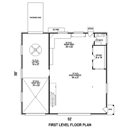 4 Car Garage Plan 44918 First Level Plan