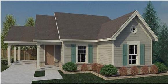 Traditional House Plan 44929 with 3 Beds, 2 Baths, 1 Car Garage Elevation